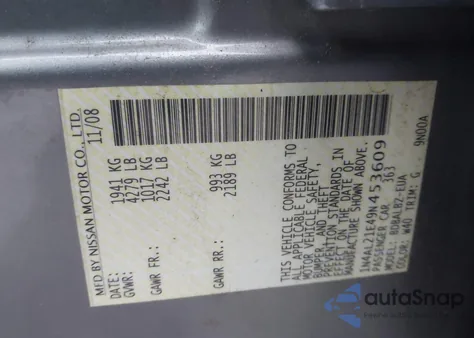 2009 Nissan Altima 2.5 S from USA, damaged, VIN 1N4AL21E49N453609